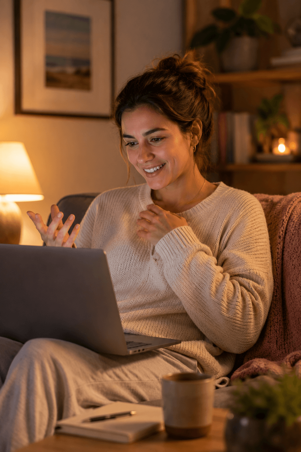 Persona en casa durante una sesión de terapia online